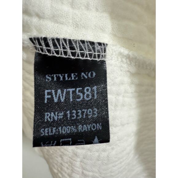 POL Ivory Embroidered Mini Dress Size L Boho Tassel Tie Balloon Sleeve - Picture 13 of 13